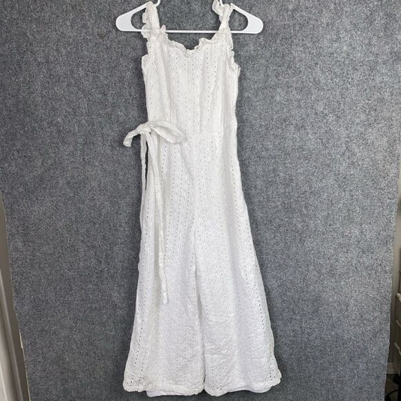 NOUN Pants Womens Size XS White Jumper Eyelets Prairie Cottage Girly - Picture 1 of 14